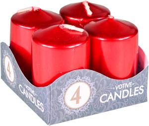 Sviečka adventná metal červená 4 ks