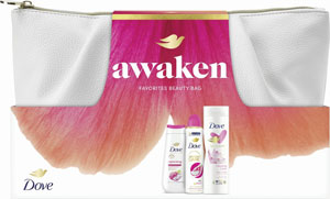 Dove darčeková sada Awaken sprchovací gél 225 ml, telové mlieko 250 ml, antiperspirant 150 ml, kozmetická taška