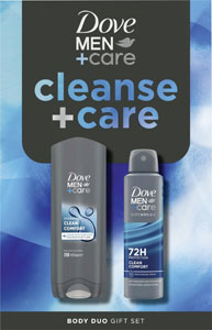 Dove darčeková sada Men+Care Clean Comfort sprchovací gél 250 ml, antiperspirant Advanced 150 ml