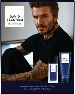 David Beckham darčeková sada Classic Blue deodorant natural sprej 75 ml, sprchový gél 200 ml
