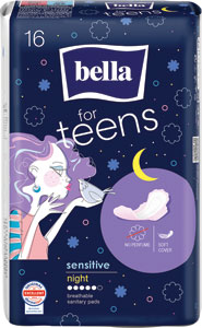 Bella Teens Ultra tenké hygienické vložky Sensitive Night 16 ks