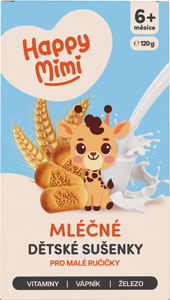 Happy Mimi sušienky s mliekom 6m+ 120 g