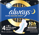 Always Ultra Quatro Secure night hygienické vložky 6 ks - Teta drogérie eshop