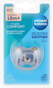 Canpol babies Cumlík silikónový symetrický Cute Animals modrý 18 m+ 1 ks