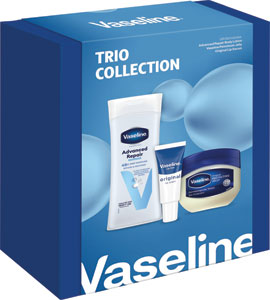 Vaseline darčeková sada Original telové mlieko 400 ml, vaseline 100 ml, lip balzam 10 ml