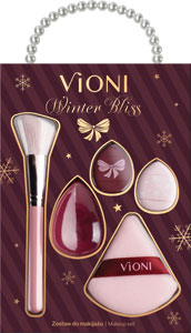 VIONI darčeková sada - kontúrovací štetec, hubka na make-up, mini špongie 2 ks, labutienka