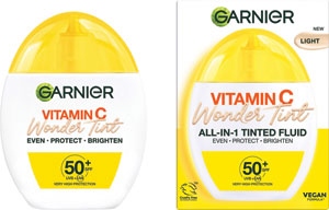 Garnier Vitamin C Wonder Tint SPF 50+, odtieň Light – tónovací fluid ALL-IN-1 40 ml