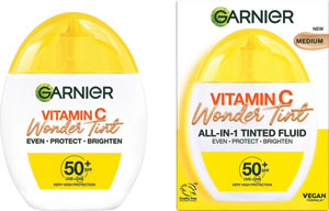 Garnier Vitamin C Wonder Tint SPF 50+, odtieň Medium – tónovací fluid ALL-IN-1 40 ml