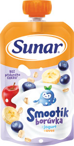 Sunar Smootík ovocná kapsička čučoriedka, jogurt, ovsené vločky 12m+ 120 g