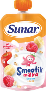Sunar Smootík ovocná kapsička malina, jogurt, ovsené vločky 12m+ 120 g