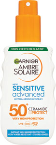 Garnier Ambre Solaire Sensitive Advanced sprej, veľmi vysoká ochrana SPF 50+ svetlá citlivá pokožka 150 ml