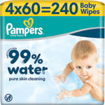 Pampers Wipes vlhčené utierky 99% Water 4 x 60 ks - Teta drogérie eshop