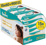 Pampers Wipes vlhčené utierky Aqua Soft Touch 15 x 60 ks - Teta drogérie eshop