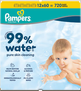 Pampers Wipes vlhčené utierky 99% Water 12 x 60 ks