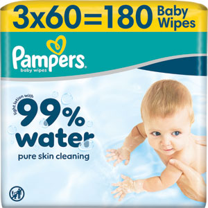 Pampers Wipes vlhčené utierky 99% Water 3 x 60 ks