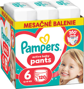 Pampers Active baby plienkové nohavičky veľkosť 6 120 ks 13-19 kg mesačné balenie