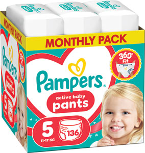 Pampers Active baby plienkové nohavičky veľkosť 5 136 ks 11-17 kg mesačné balenie