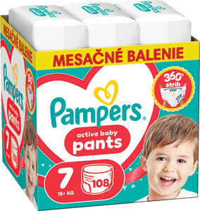 Pampers Active baby plienkové nohavičky veľkosť 7 108 ks 15+ kg mesačné balenie