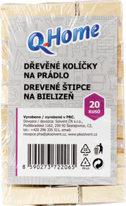 Q-Home štipce na bielizeň drevené 20 ks