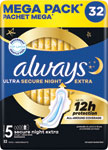 Always Ultra hygienické vložky Secure Night Extra 32 ks - Teta drogérie eshop