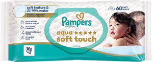 Pampers Wipes vlhčené utierky aqua soft touch 60 ks