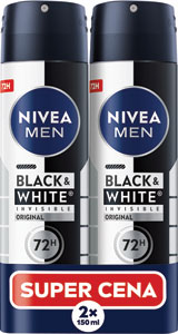 Nivea Men antiperspirant B&W Invisible Original duopack 150 ml 