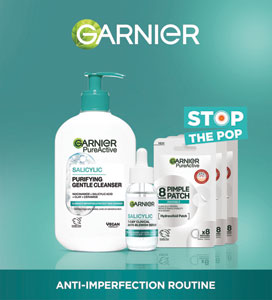Garnier darčeková sada Pure Active Salicylic čistiaci gél, náplasť na pupienky, sérum