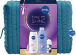Nivea darčeková sada TIME TO SHINE telové mlieko, sprchovací gél, guľôčkový antiperspirant, labello balzam na pery - Teta drogérie eshop