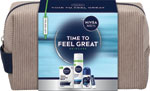 Nivea darčeková sada TIME TO FEEL GREAT Men balzam po holení, gél na holenie, guľôčkový antiperspirant, labello balzam na pery  - Teta drogérie eshop