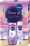 Nivea darčeková sada TIME TO GLOW labello balzam na pery, sprchovací gél, sprej antiperspirant - Teta drogérie eshop