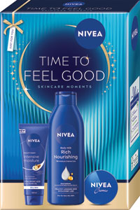 Nivea darčeková sada TIME TO FEEL GOOD telové mlieko, krém na ruky, krém