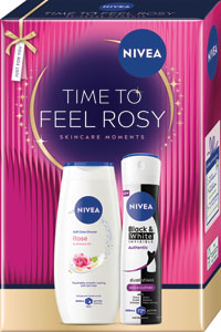 Nivea darčeková sada TIME TO FEEL ROSY sprej antiperspirant, sprchovací gél 
