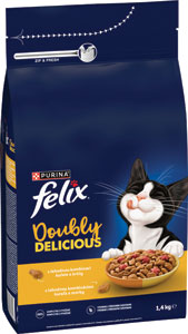 Felix Doubly Delicious mačacie krmivo s lahodnou zmesou kuracieho a morčacieho mäsa 800 g