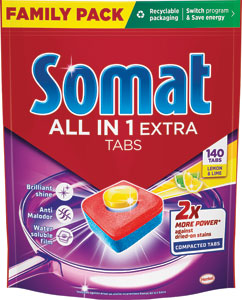 Somat All-in-1 Extra Original Lemon & Lime tablety do umývačky riadu 140 ks