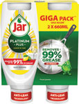 Jar Platinum Plus tekutý prostriedok na umývanie riadu Lemon & Lime 2 x 660 ml - Teta drogérie eshop