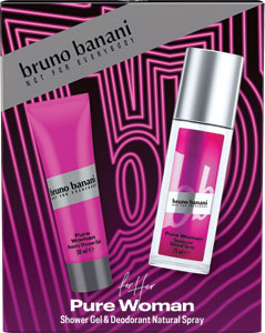 bruno banani darčeková sada Pure Woman sprchový gél 50 ml, dezodorant natural sprej 75 ml