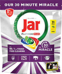 Jar Our 30 Minute Miracle Platinum Plus tablety do umývačky riadu Citrón 31 ks