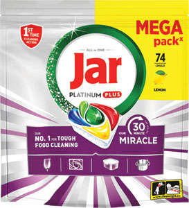 Jar Our 30 Minute Miracle Platinum Plus tablety do umývačky riadu Citrón 74 ks